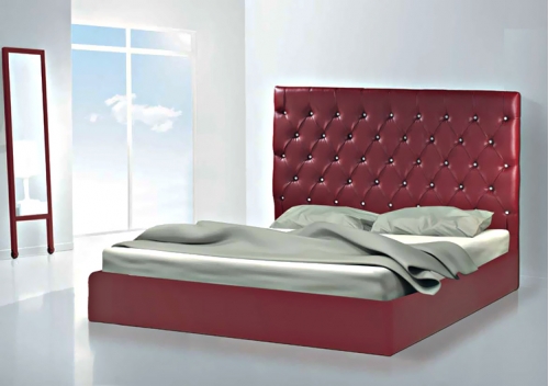 Leatherette bed red